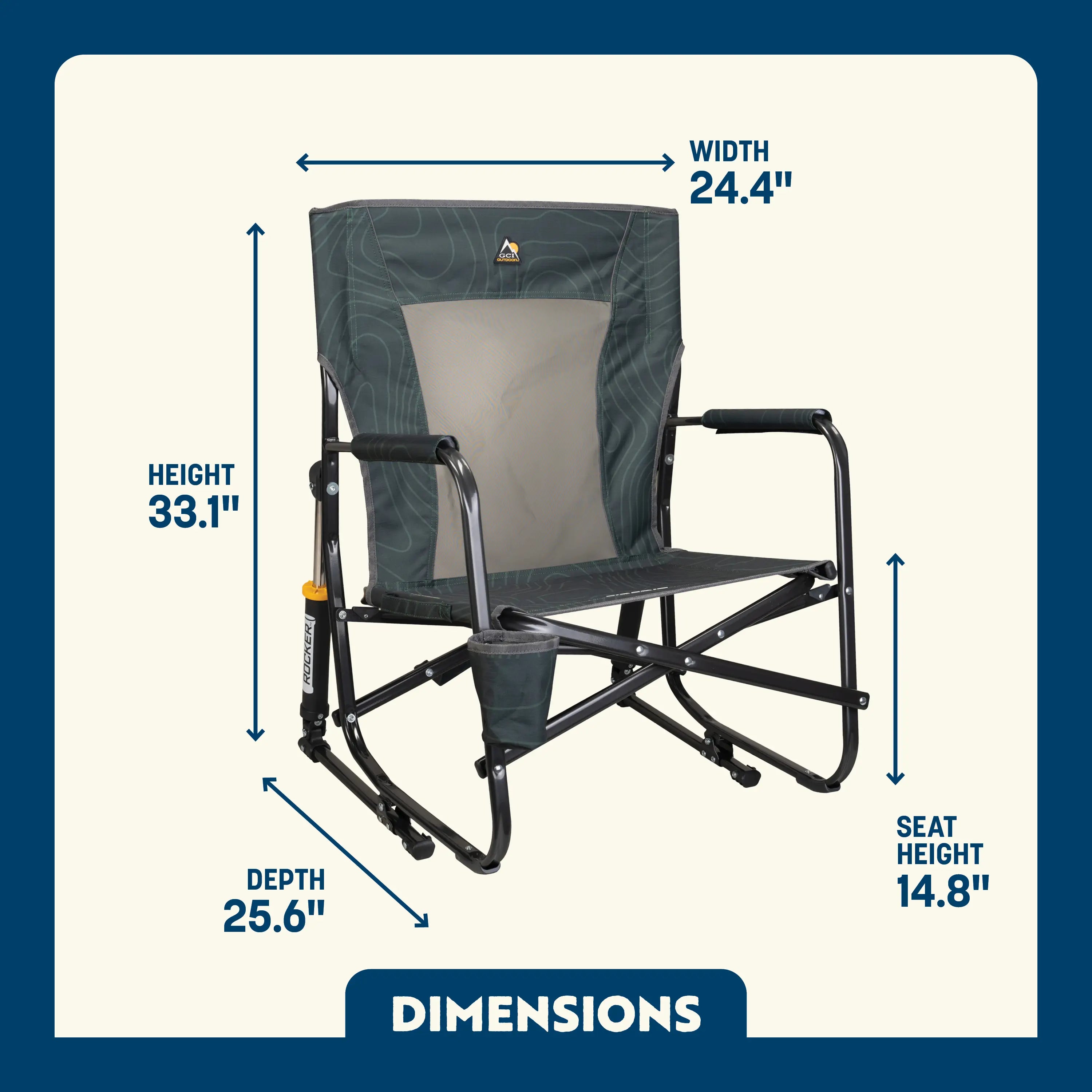 Heavy-Duty Freestyle FirePit Rocker - Choice 737 - RoadTrip Rocker Smooth Motion Camp Chair Detail