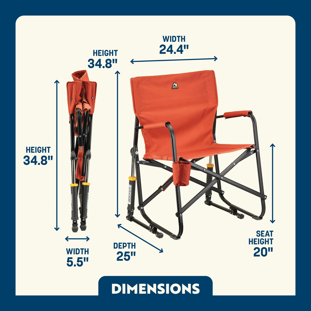 Patented Spring-Action Freestyle Rocker - Pumpkin Spice - Choice 373 - RoadTrip Rocker Smooth Motion Camp Chair Detail