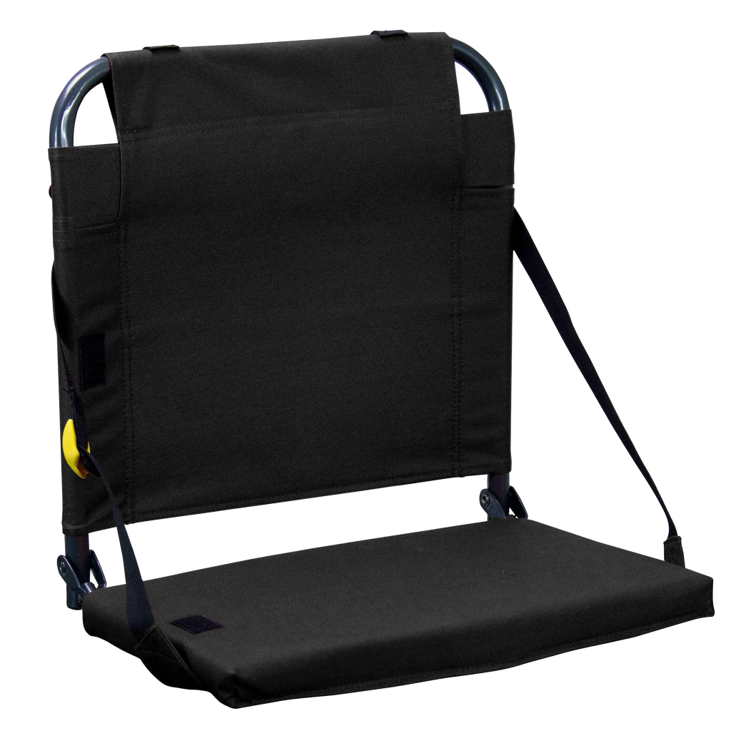 Ultra-Lightweight BleacherBack - Choice 696 - Grandstand Cushion Seat with Secure Under-Bench Hooks - Black
