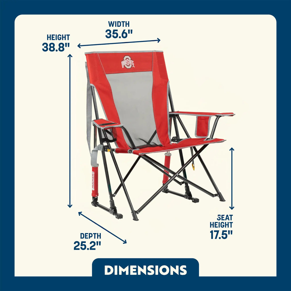 Smooth Motion College Comfort Pro Rocker - Ohio State Buckeyes - Choice 676 - RoadTrip Rocker Smooth Motion Camp Chair Detail