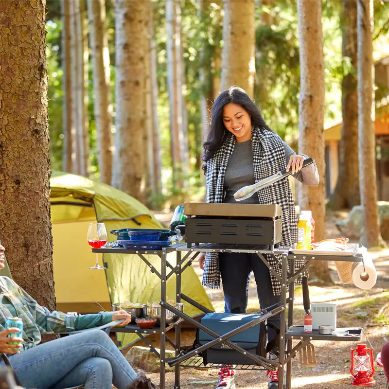 Stainless Steel BBQ Slim-Fold Cook Station - Choice 575 - Heat-Resistant Over-Fire Grill Rack for Camping Detail