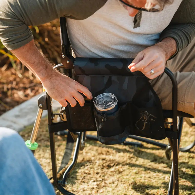 Premium All-Weather Stowaway Rocker - Choice 794 - Patented Spring-Action Rocking Chair for Camping Detail