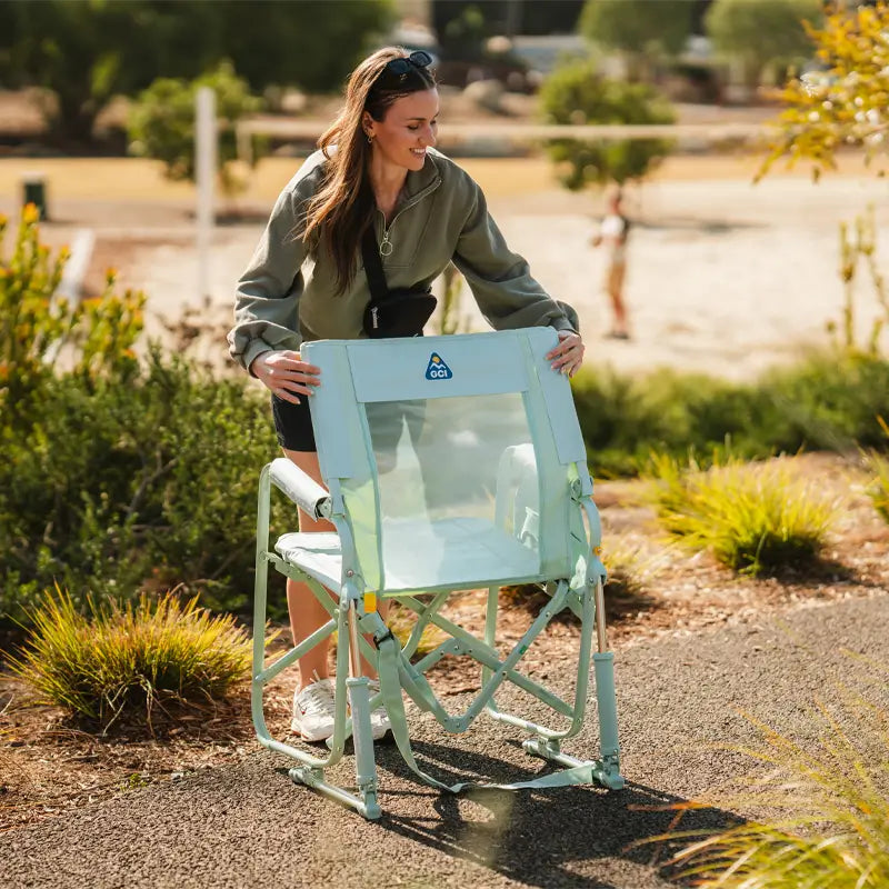 Premium All-Weather Stowaway Rocker - Choice 794 - Patented Spring-Action Rocking Chair for Camping Detail