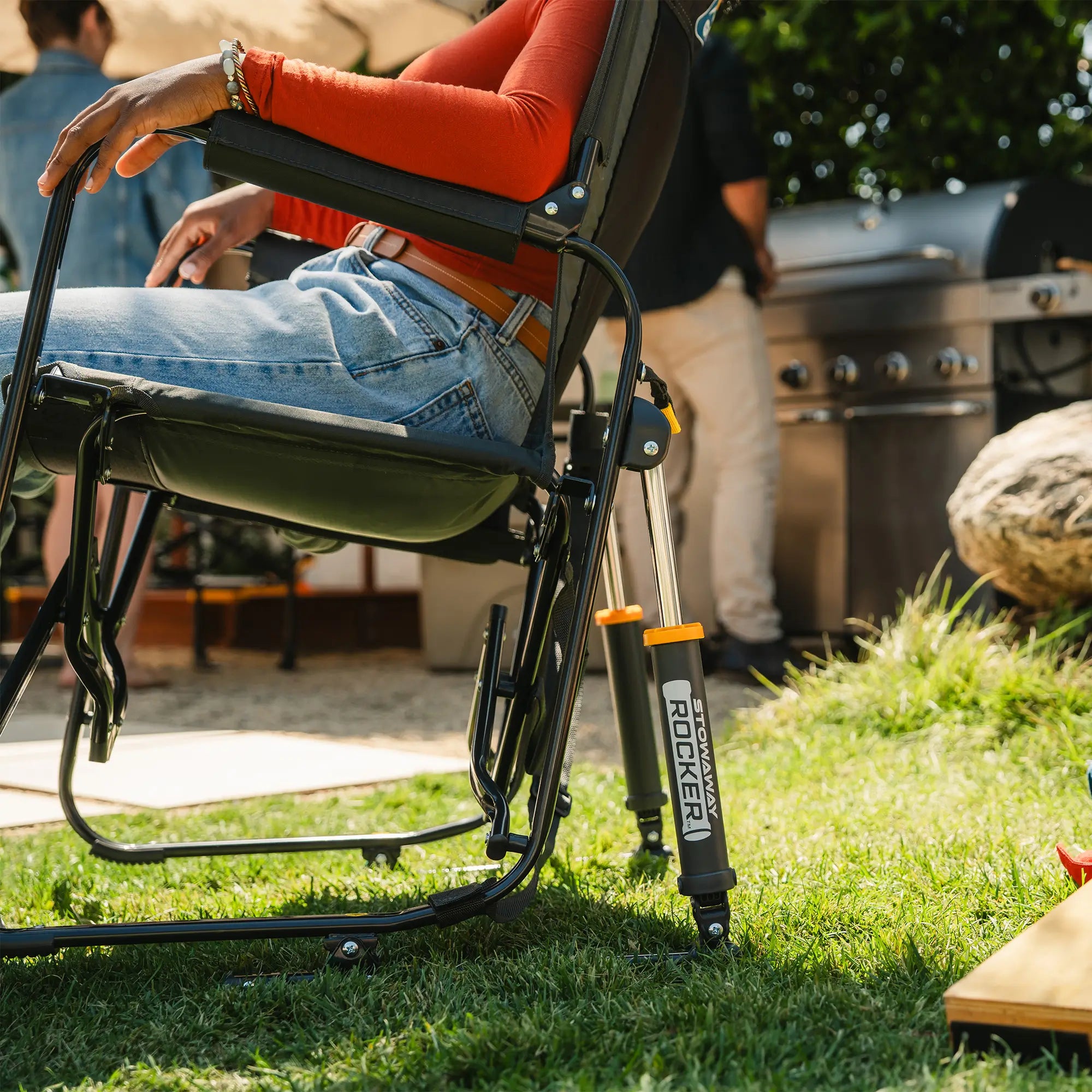 Premium All-Weather Stowaway Rocker - Choice 794 - Patented Spring-Action Rocking Chair for Camping Detail