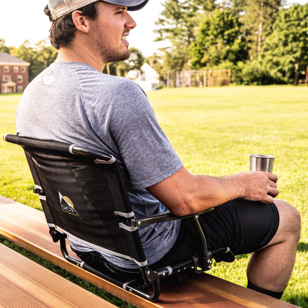 Bleacher-Friendly Big Comfort Stadium Chair with Armrests - Choice 465 - Bleacher-Friendly Stadium Chair with Back Support Detail