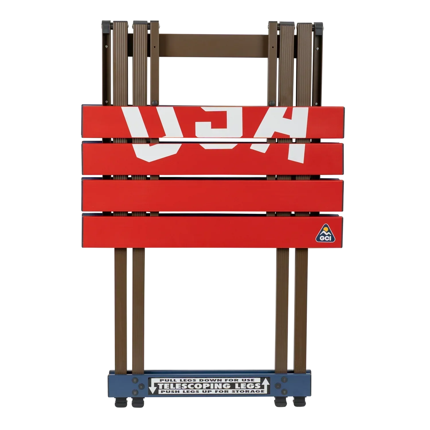 Heat-Resistant Compact Camp Table 20 - USA Anniversary Deluxe - Choice 757 - Slim-Fold Outdoor Cook Station with Storage Shelves Detail
