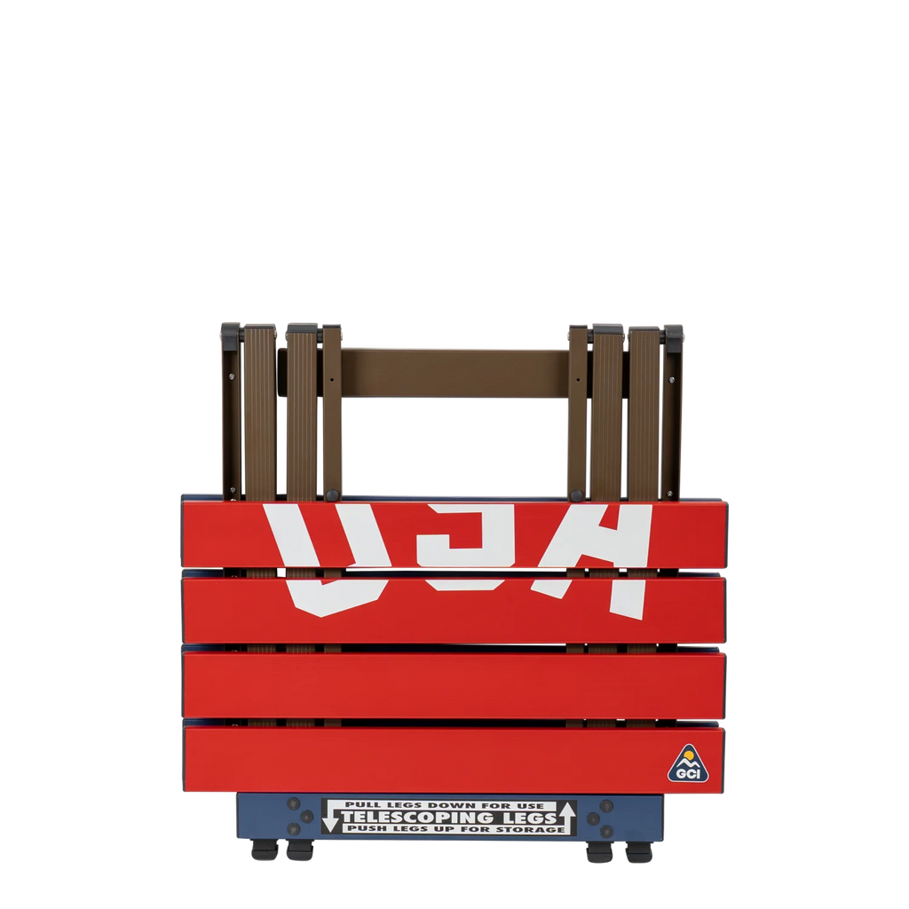Heat-Resistant Compact Camp Table 20 - USA Anniversary Deluxe - Choice 757 - Slim-Fold Outdoor Cook Station with Storage Shelves Detail