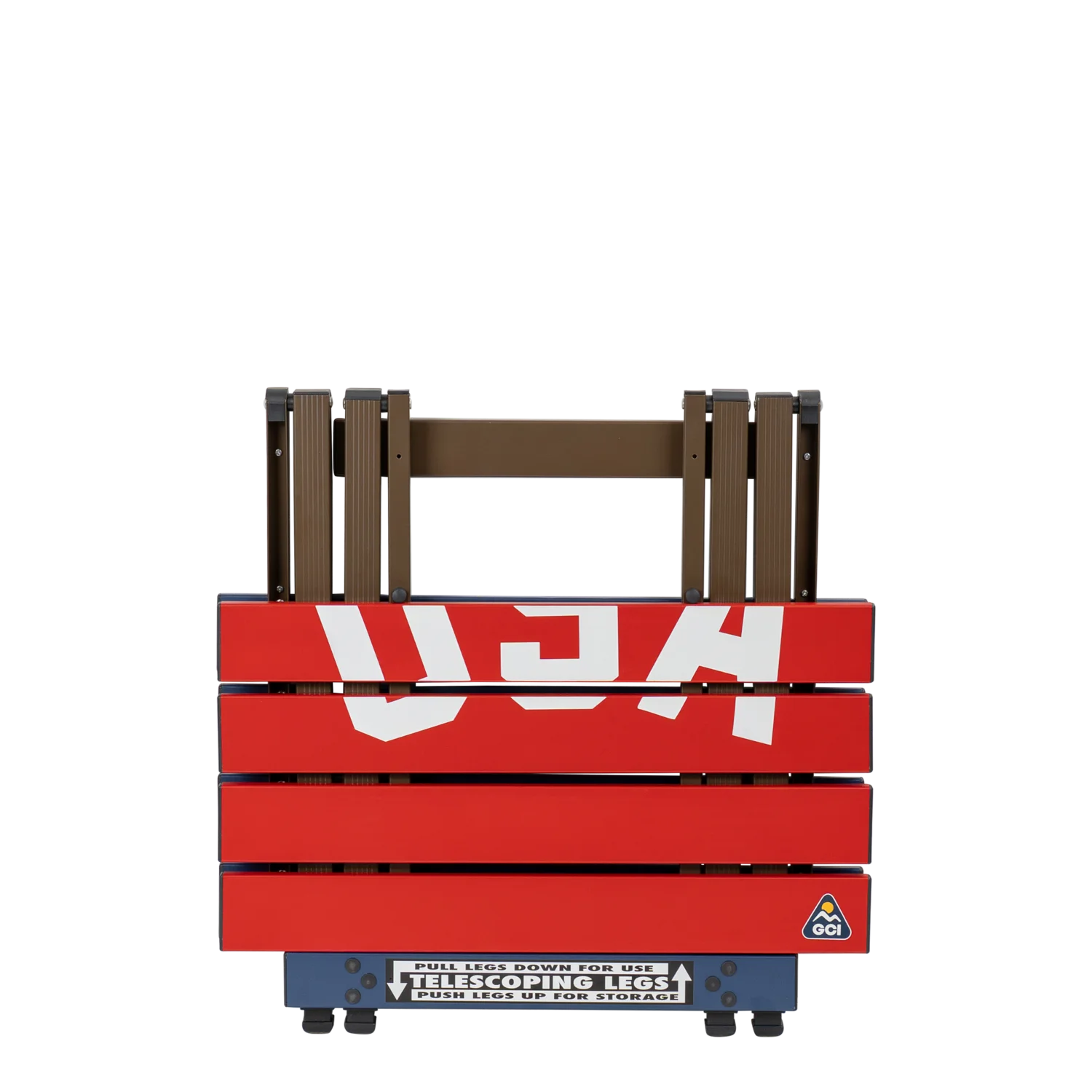 Heat-Resistant Compact Camp Table 20 - USA Anniversary Deluxe - Choice 757 - Slim-Fold Outdoor Cook Station with Storage Shelves Detail
