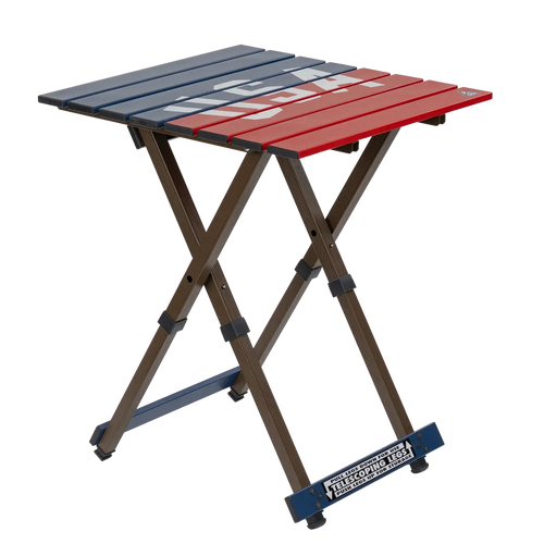 Heat-Resistant Compact Camp Table 20 - USA Anniversary Deluxe - Choice 757 - Slim-Fold Outdoor Cook Station with Storage Shelves - Default Title
