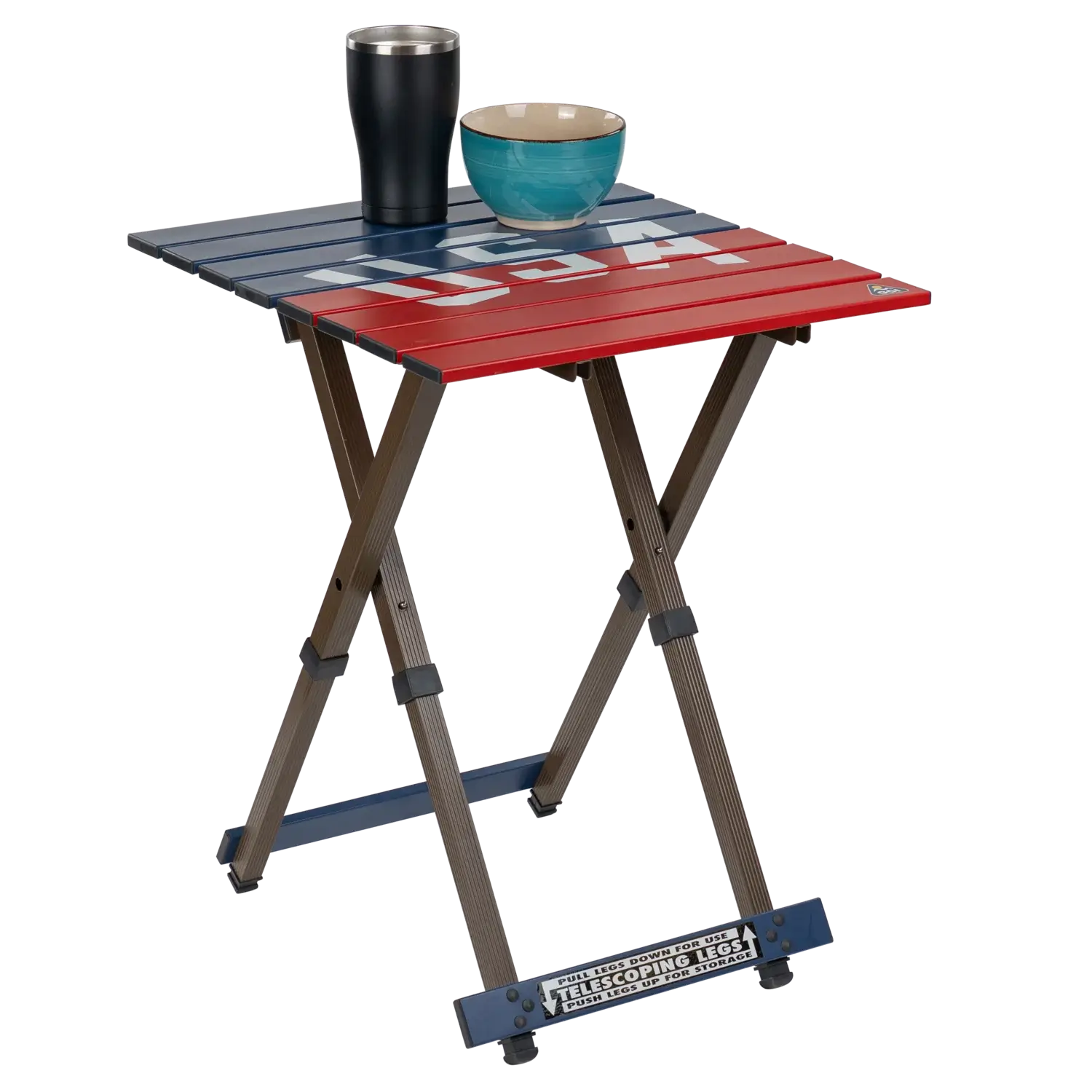 Heat-Resistant Compact Camp Table 20 - USA Anniversary Deluxe - Choice 757 - Slim-Fold Outdoor Cook Station with Storage Shelves Detail