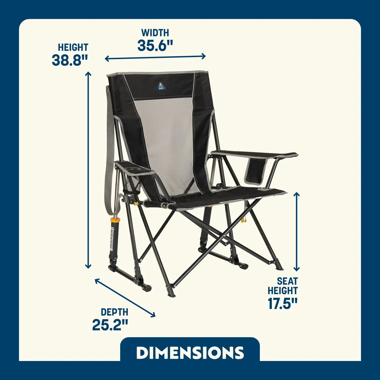 Luxury Camp Comfort Pro Rocker - Choice 375 - Freestyle Rocker Portable Outdoor Folding Chair Detail