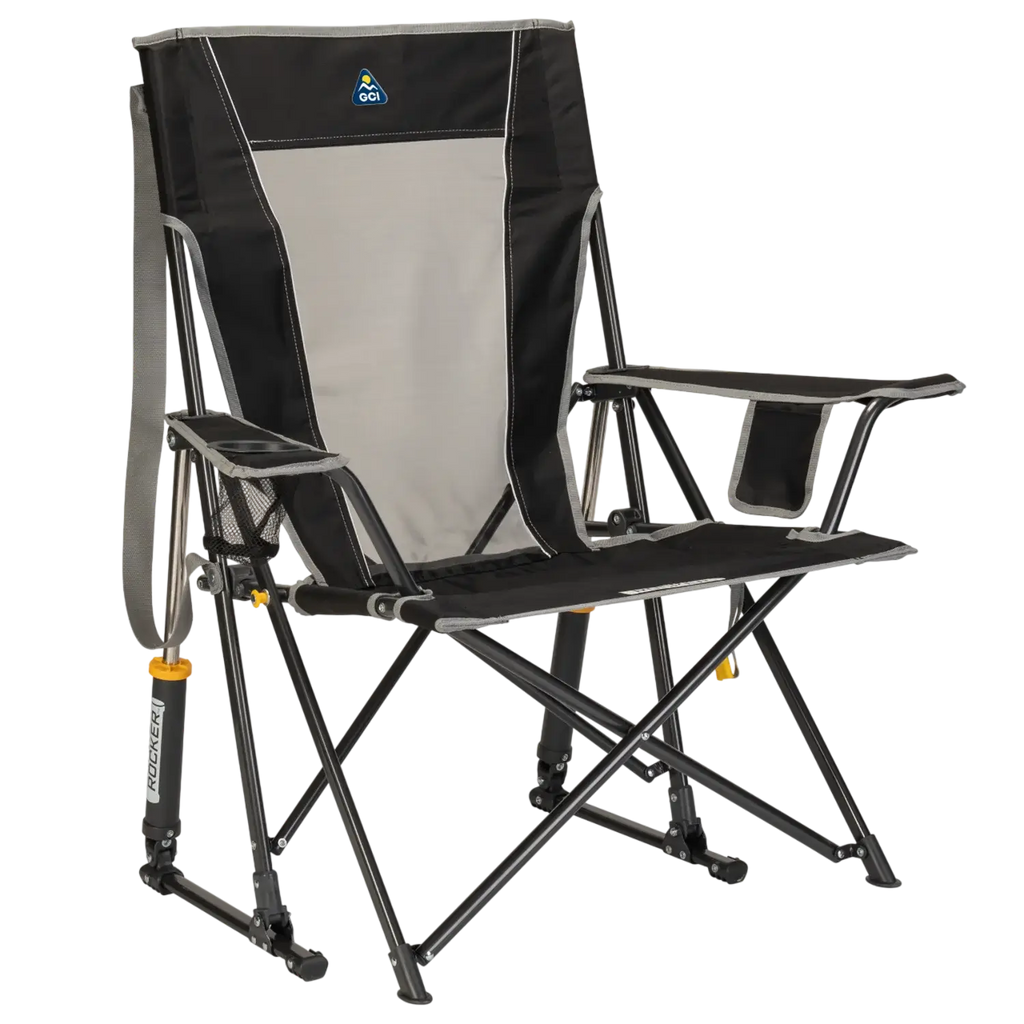 Luxury Camp Comfort Pro Rocker - Choice 375 - Freestyle Rocker Portable Outdoor Folding Chair - Black