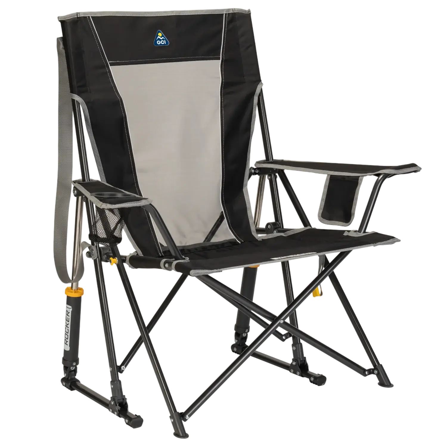 Luxury Camp Comfort Pro Rocker - Choice 375 - Freestyle Rocker Portable Outdoor Folding Chair - Black