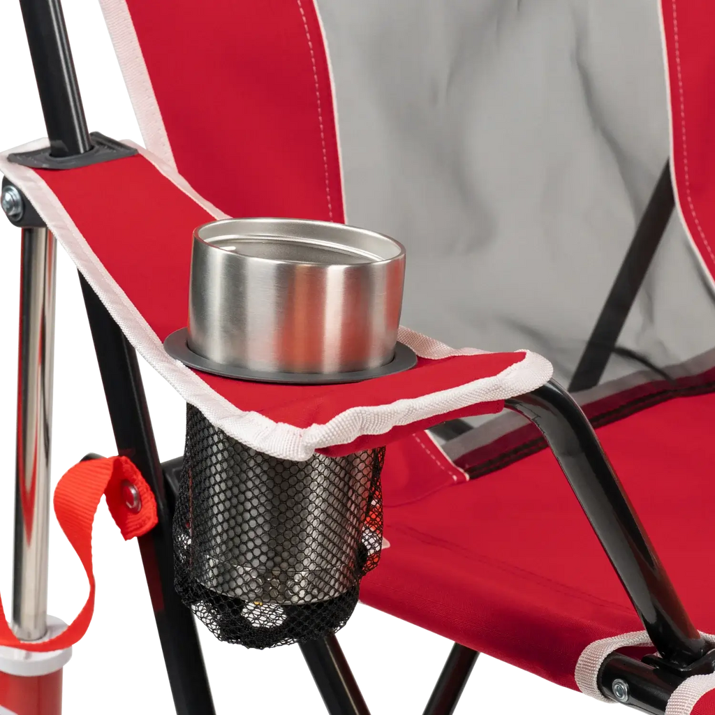 Luxury Camp College Comfort Pro Rocker - Nebraska Cornhuskers - Choice 161 - Patented Spring-Action Rocking Chair for Camping Detail