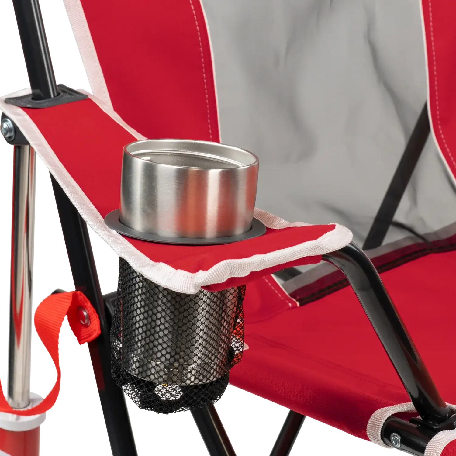 Luxury Camp College Comfort Pro Rocker - Nebraska Cornhuskers - Choice 161 - Patented Spring-Action Rocking Chair for Camping Detail