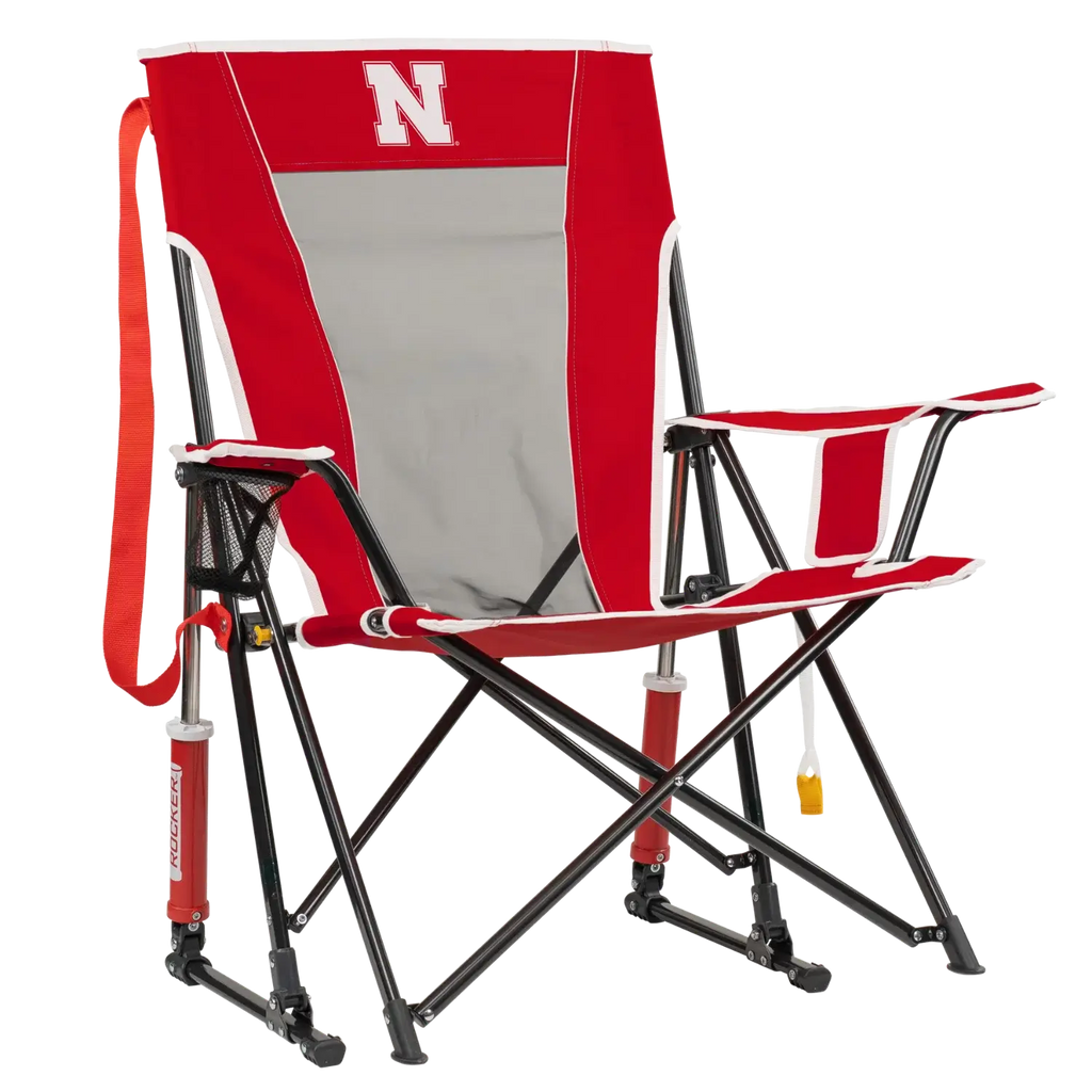Luxury Camp College Comfort Pro Rocker - Nebraska Cornhuskers - Choice 161 - Patented Spring-Action Rocking Chair for Camping - Default Title