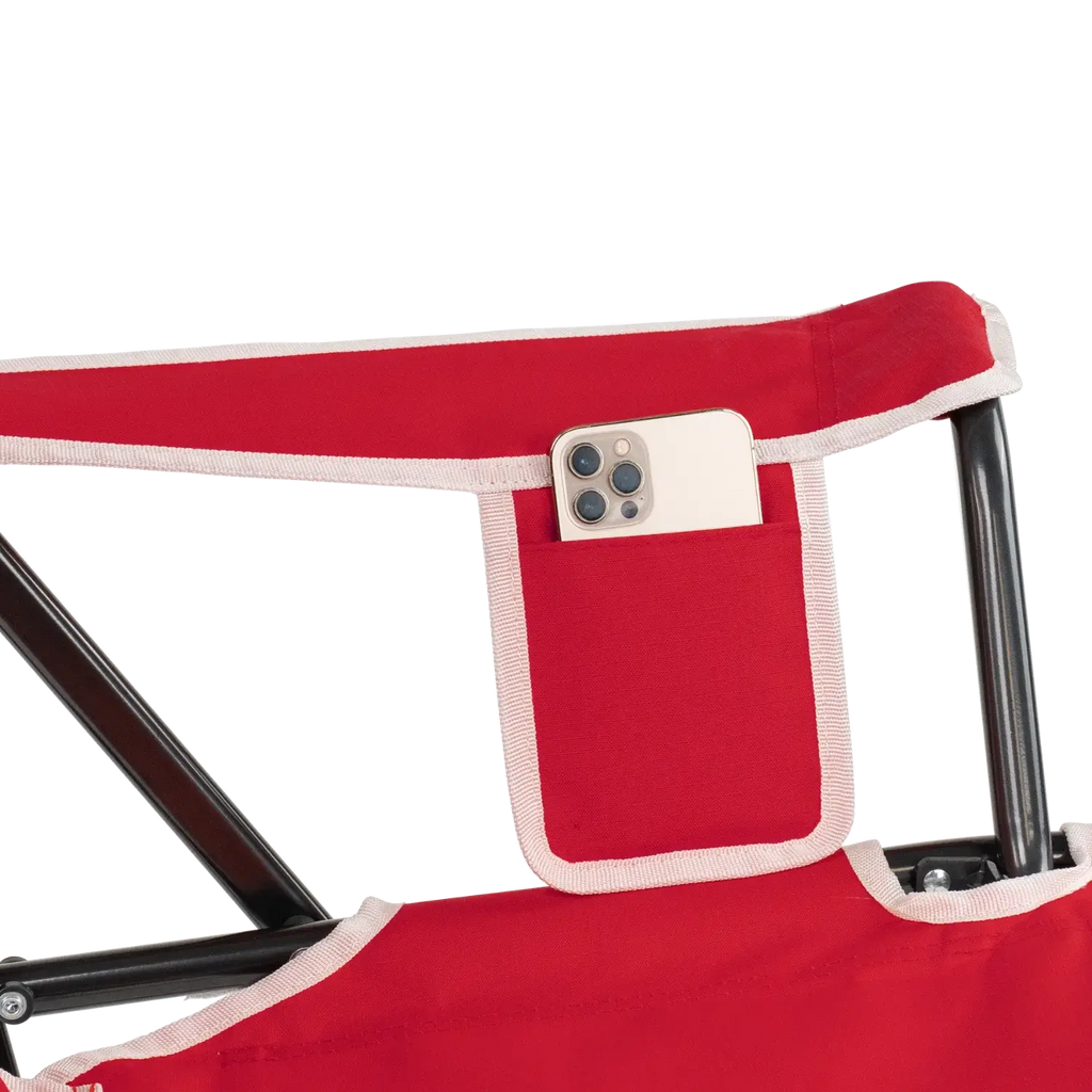 Luxury Camp College Comfort Pro Rocker - Nebraska Cornhuskers - Choice 161 - Patented Spring-Action Rocking Chair for Camping Detail
