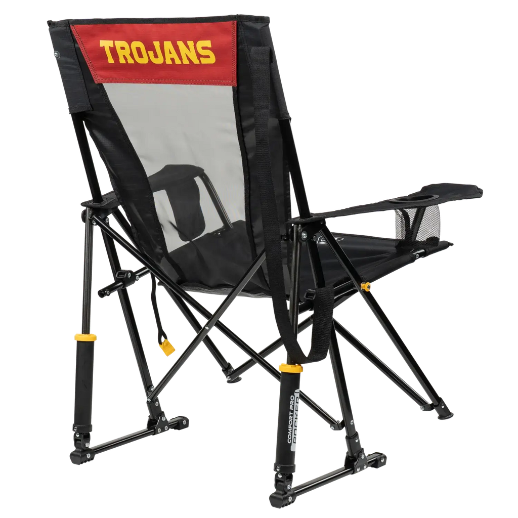 Premium All-Weather College Comfort Pro Rocker - USC Trojans - Choice 856 - Patented Spring-Action Rocking Chair for Camping Detail