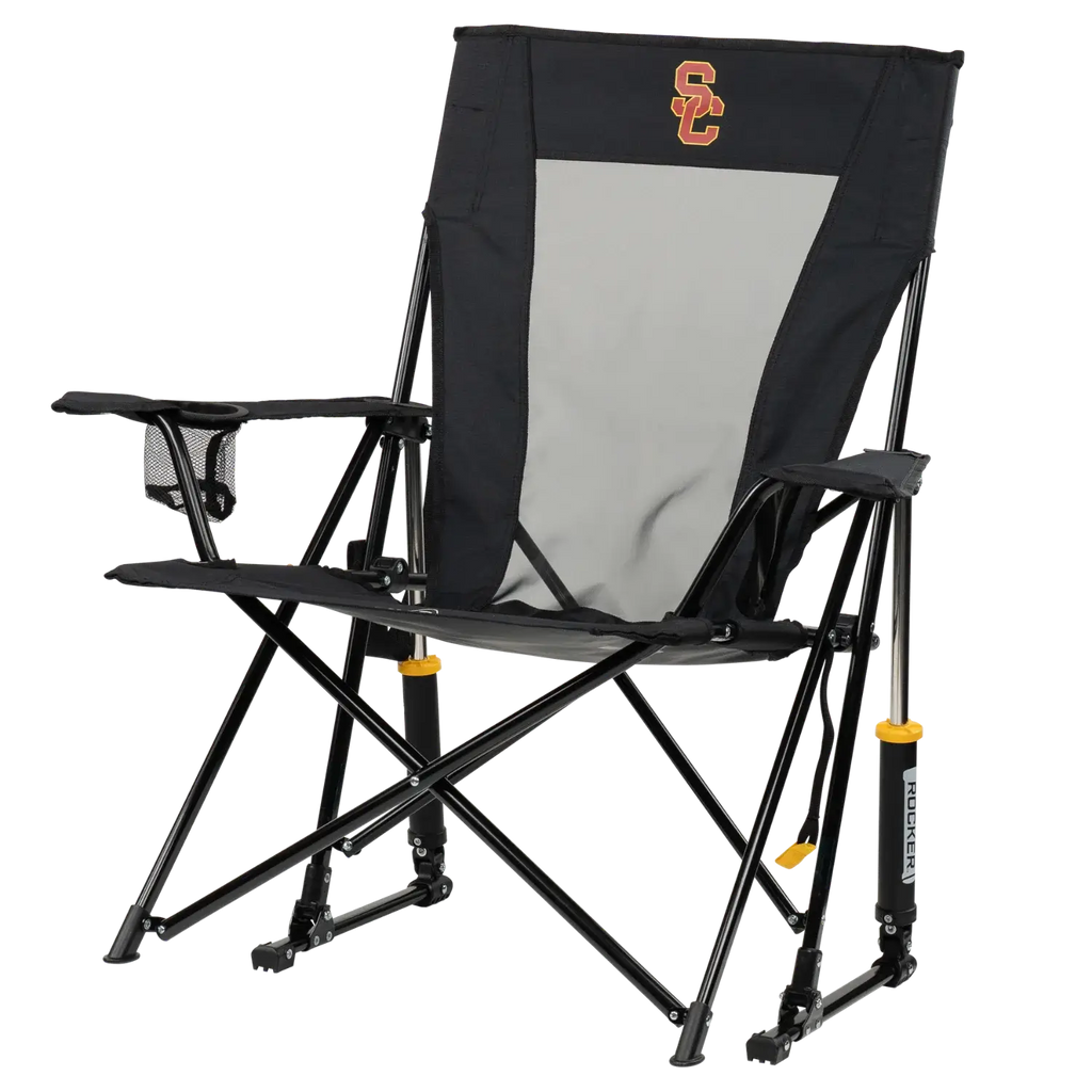 Premium All-Weather College Comfort Pro Rocker - USC Trojans - Choice 856 - Patented Spring-Action Rocking Chair for Camping Detail