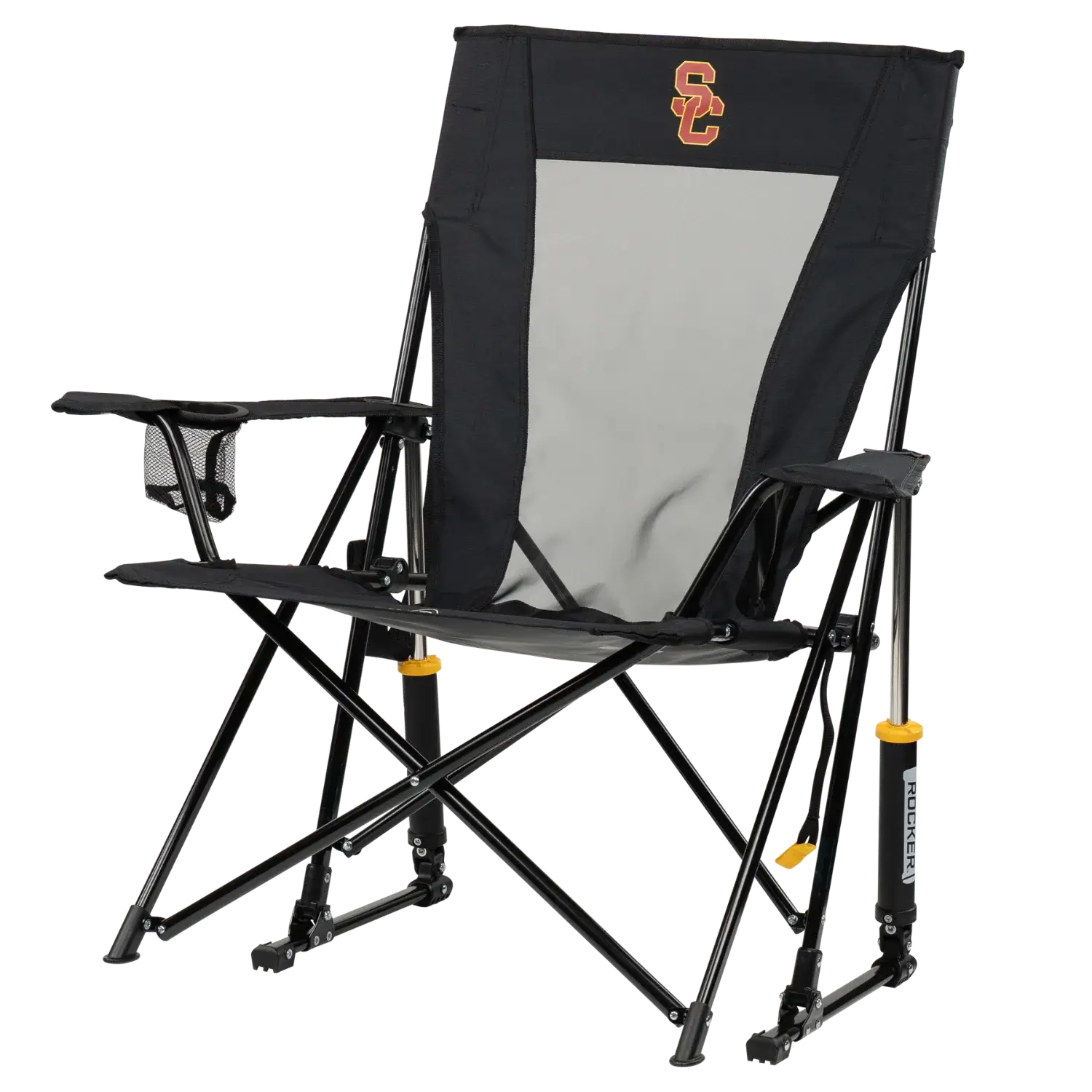 Premium All-Weather College Comfort Pro Rocker - USC Trojans - Choice 856 - Patented Spring-Action Rocking Chair for Camping Detail