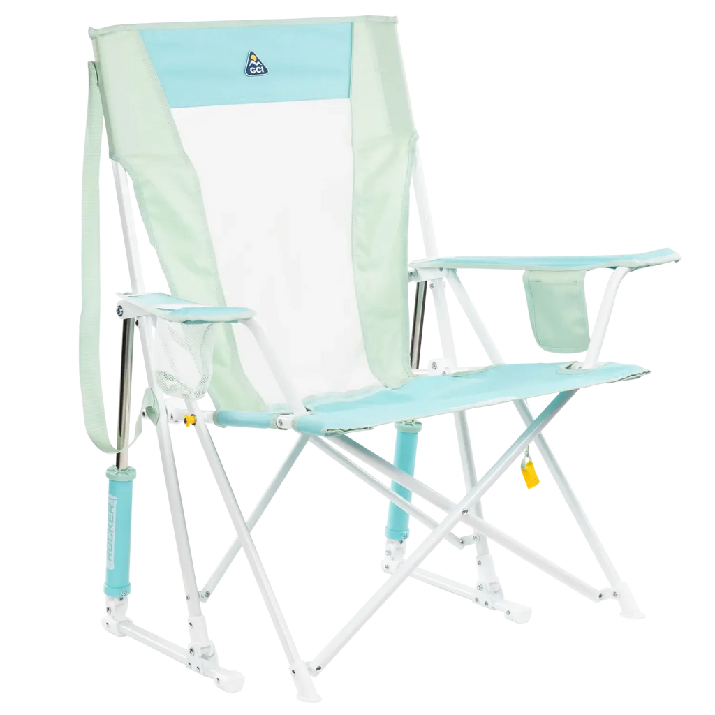 Luxury Camp Comfort Pro Rocker - Choice 375 - Freestyle Rocker Portable Outdoor Folding Chair - Pastel Green