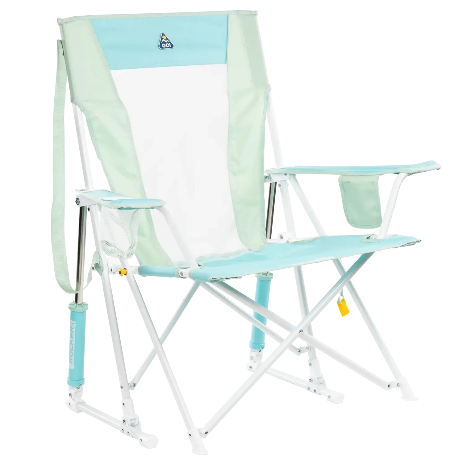 Luxury Camp Comfort Pro Rocker - Choice 375 - Freestyle Rocker Portable Outdoor Folding Chair - Pastel Green