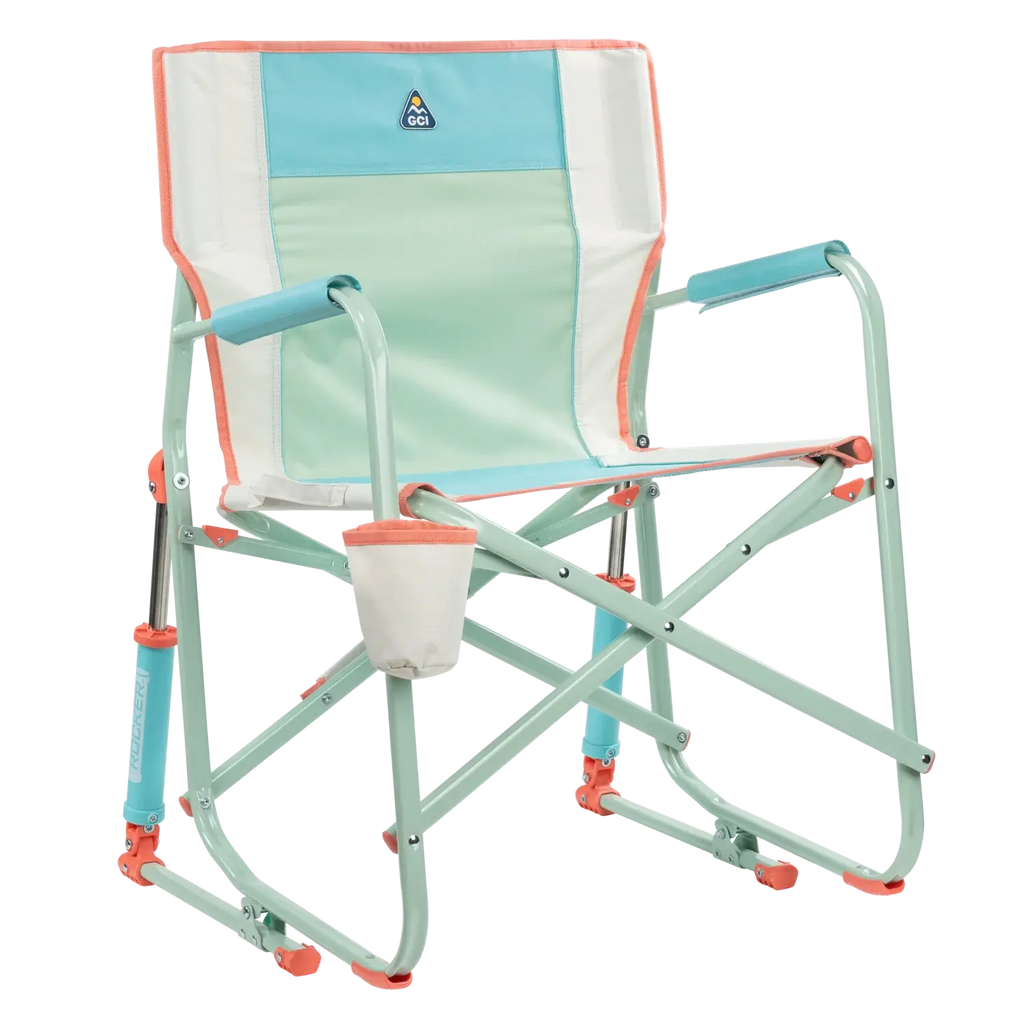 Luxury Camp Freestyle Rocker - Choice 711 - Heavy-Duty Kickback Rocker with Beverage Holder - Ivory