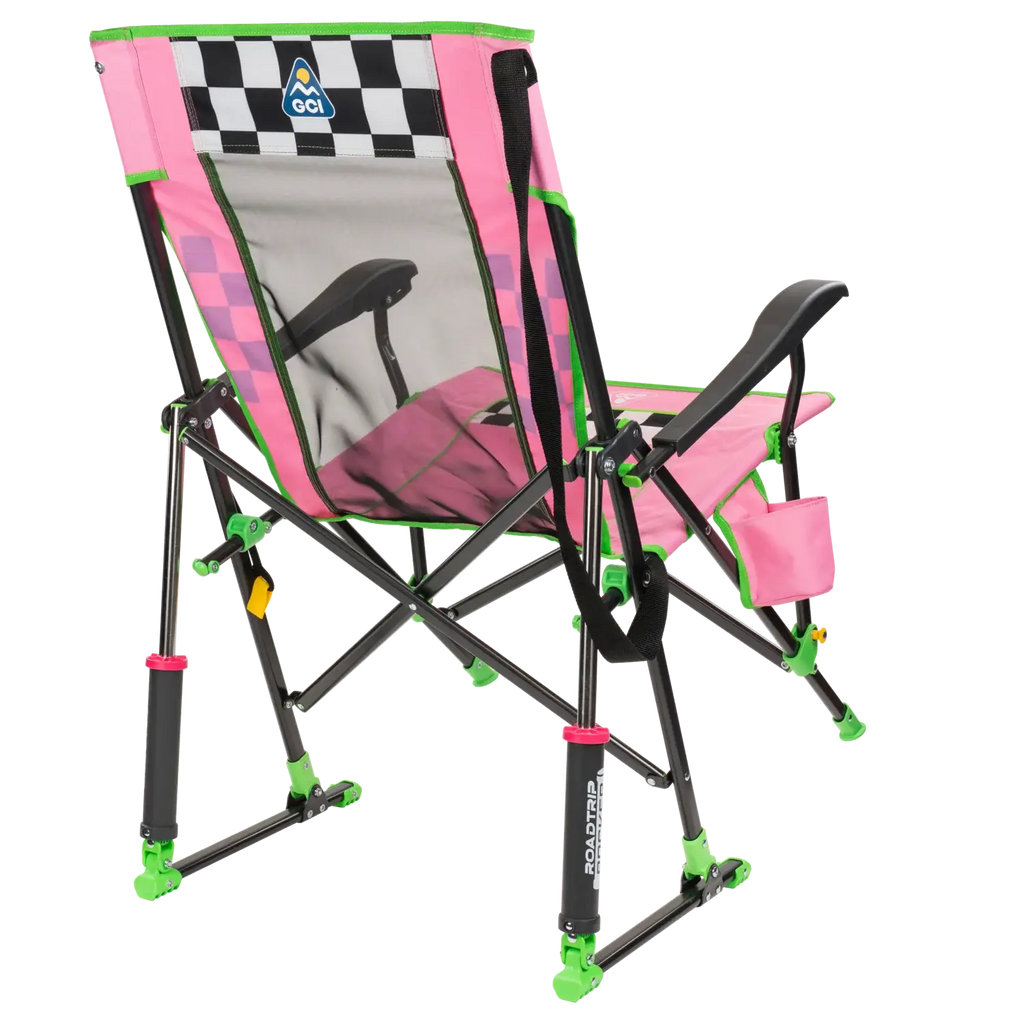 Luxury Camp RoadTrip Rocker - NASCAR For Her - Choice 560 - Heavy-Duty Kickback Rocker with Beverage Holder Detail