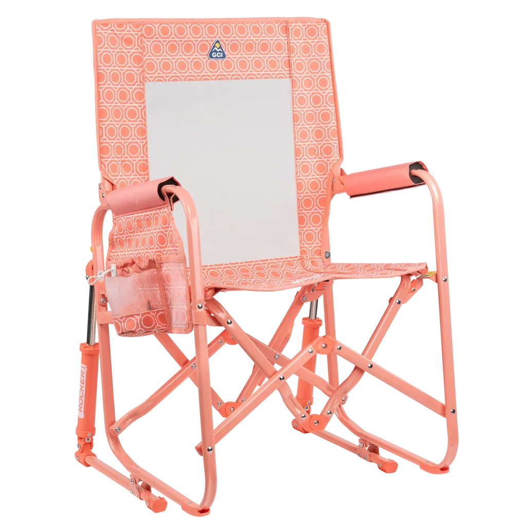 Premium All-Weather Stowaway Rocker - Choice 794 - Patented Spring-Action Rocking Chair for Camping - Coral Mosaic