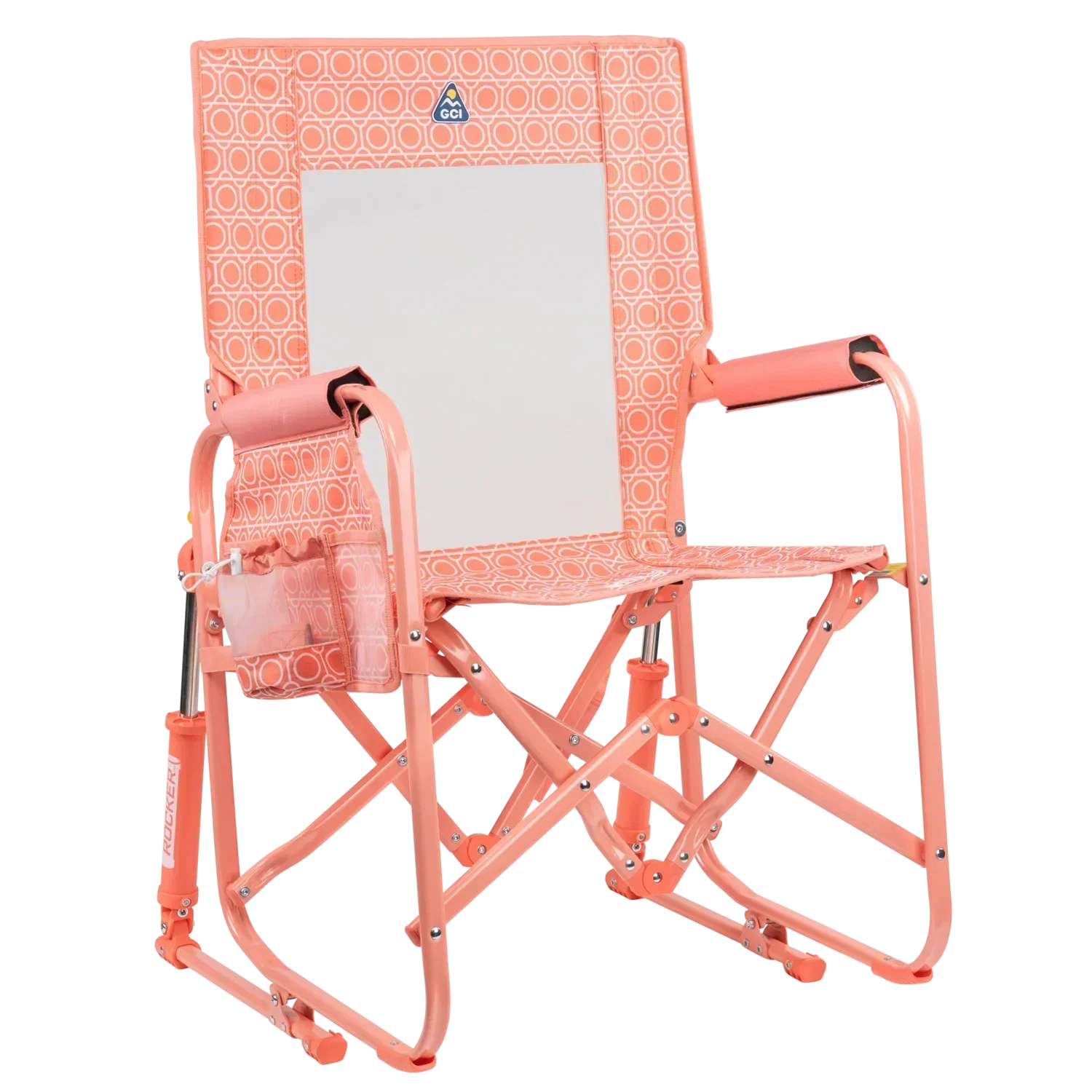 Premium All-Weather Stowaway Rocker - Choice 794 - Patented Spring-Action Rocking Chair for Camping - Coral Mosaic
