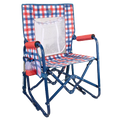 Patented Spring-Action Stowaway Rocker with Storage Pouch - Choice 573 - Patented Spring-Action Rocking Chair for Camping - Patriotic Plaid