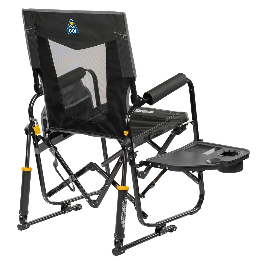 Luxury Camp Stowaway Rocker with Side Table - Choice 253 - Patented Spring-Action Rocking Chair for Camping Detail
