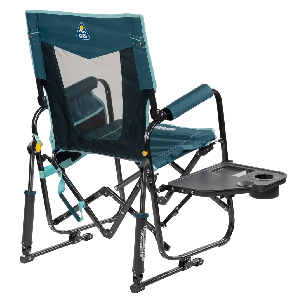 Luxury Camp Stowaway Rocker with Side Table - Choice 253 - Patented Spring-Action Rocking Chair for Camping Detail