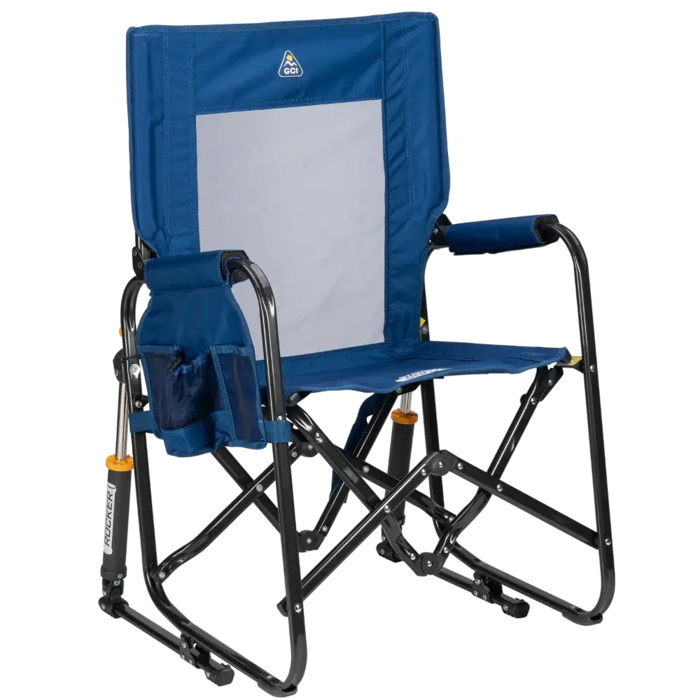 Premium All-Weather Stowaway Rocker - Choice 794 - Patented Spring-Action Rocking Chair for Camping - Soft Navy